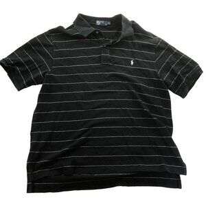 Polo Ralph Lauren Mens Polo Shirt 2XB Classic Striped Cotton Black Short Sleeve